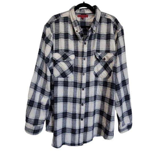 XXL Men's Plaid 100% Cotton Checketed Long Sleeve Button Down Shirt or Shacket - Picture 1 of 6